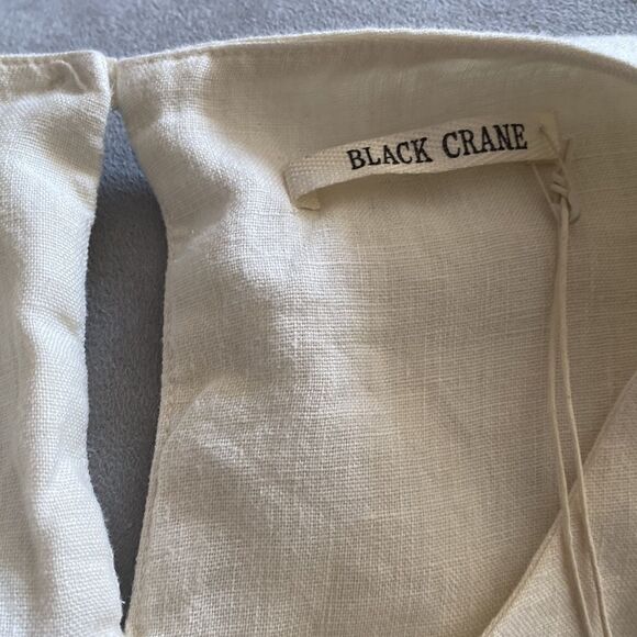 Black Crane NWT linen 1/2 length sleeve blouse cream color - Picture 4 of 5